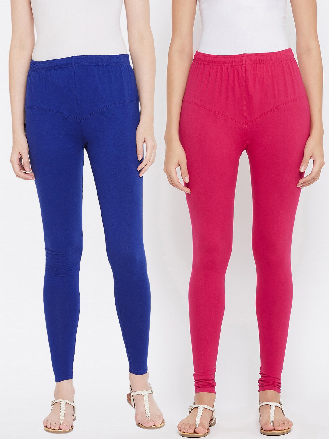 Tulsattva Women Pack Of 2 Solid Leggings, Fuchsia