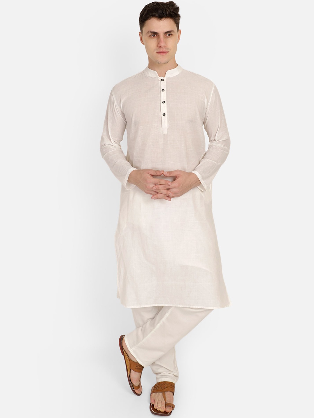 

PAROKSH Men White Solid Straight Kurta