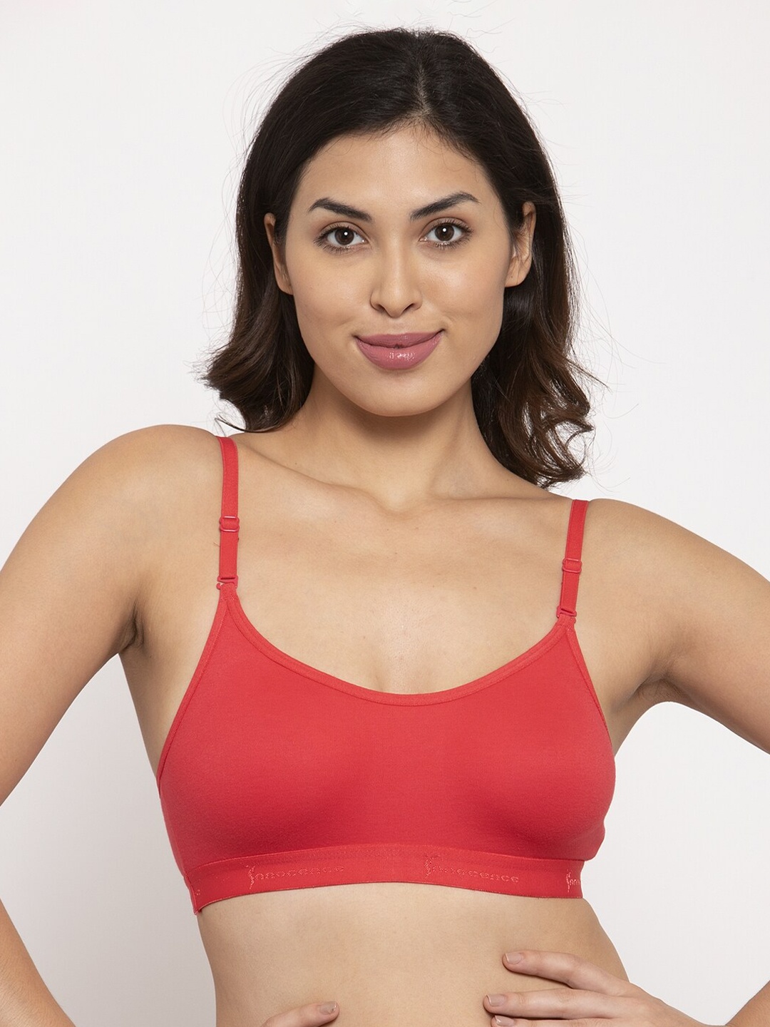 

Innocence Coral Red Solid Non-Wired Non Padded Everyday Bra BBAPLIN90107