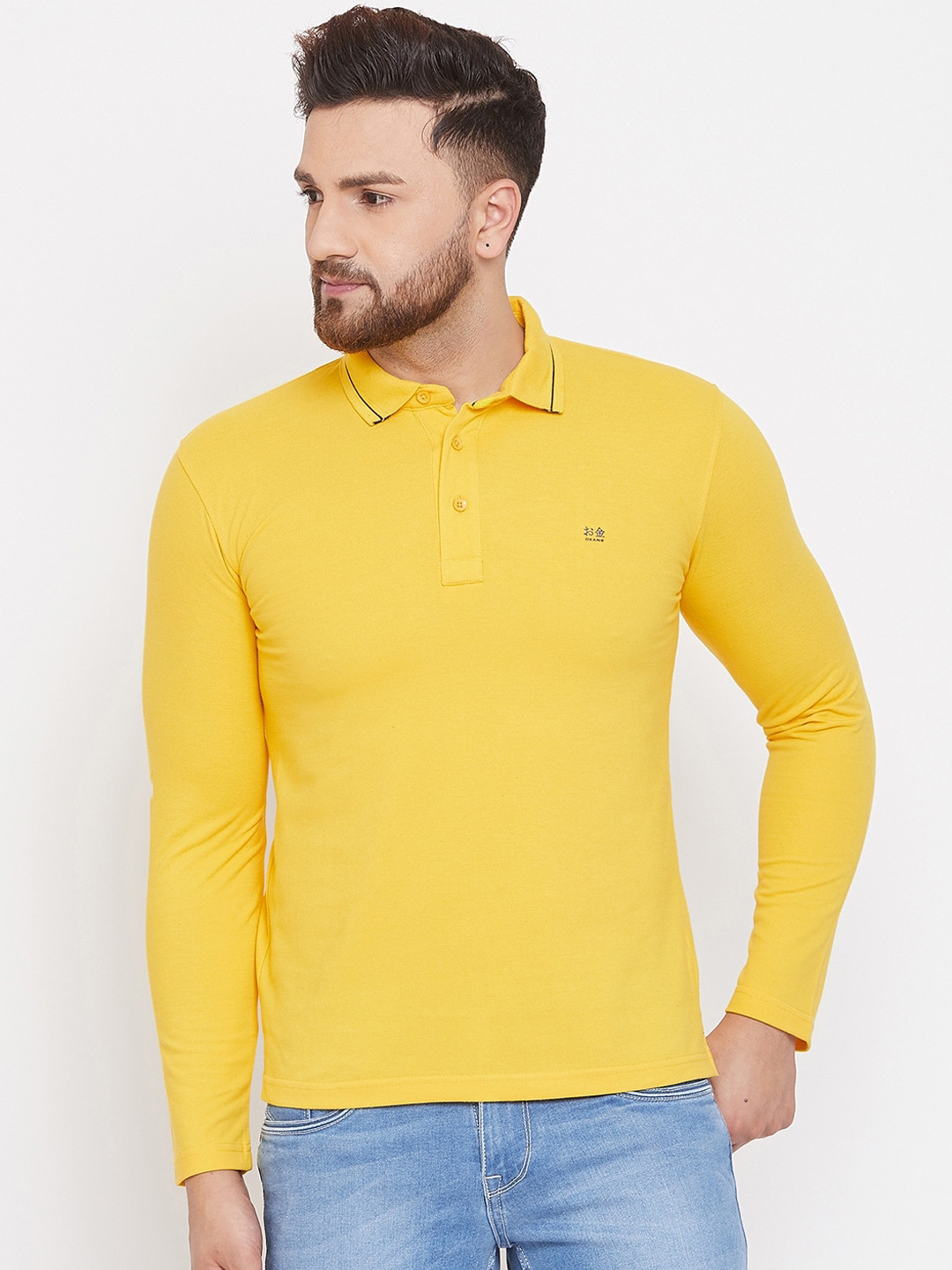

Okane Men Yellow Solid Polo Collar T-shirt