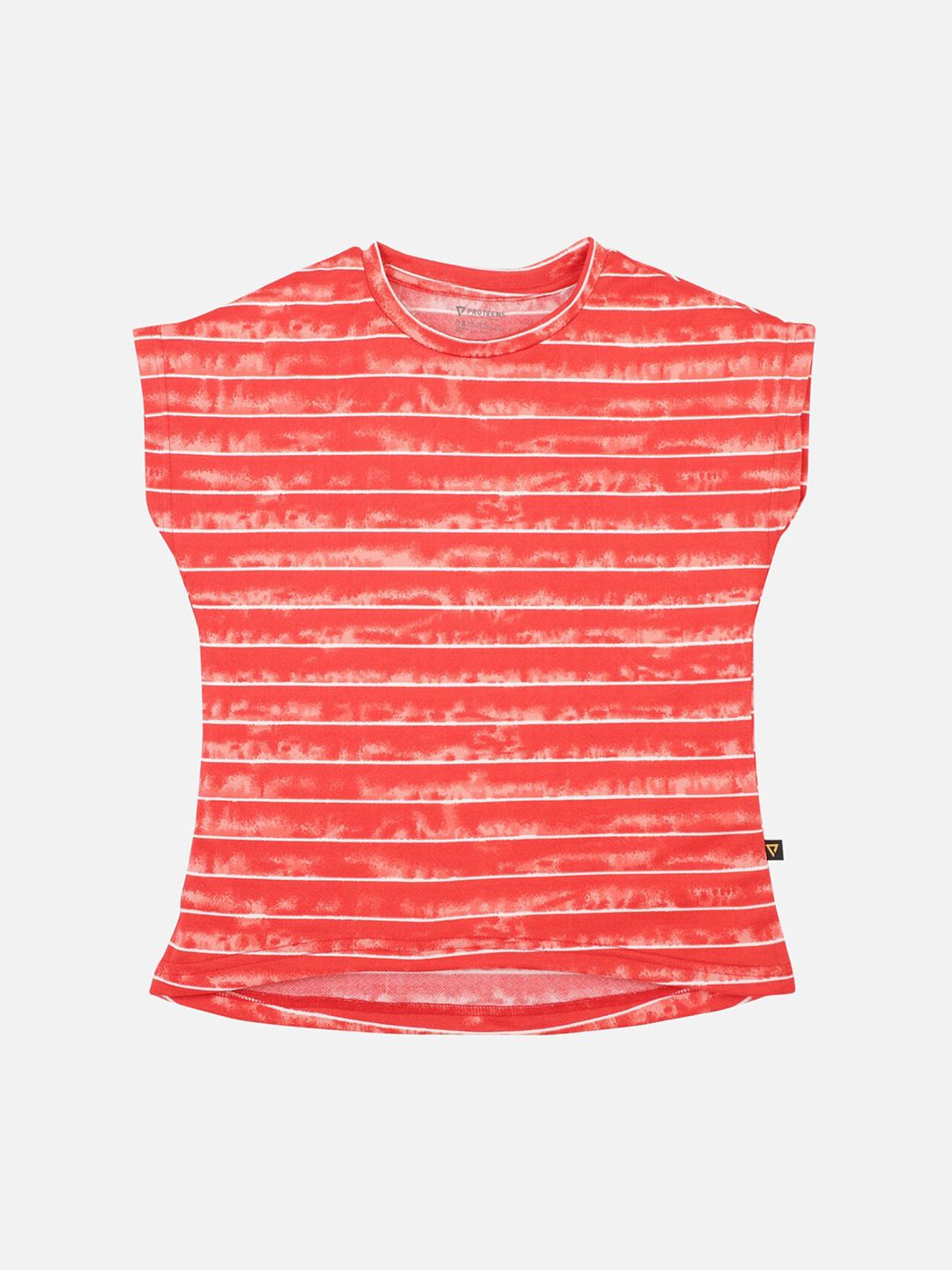 

PROTEENS Girls Red & Off-White Striped Round Neck T-shirt