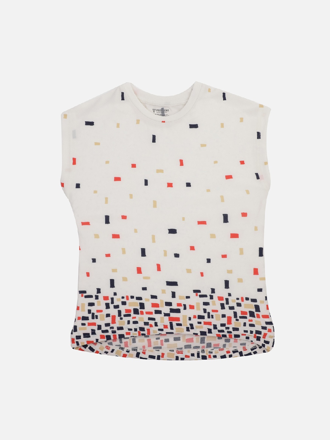 

PROTEENS Girls White & Blue Printed Round Neck T-shirt