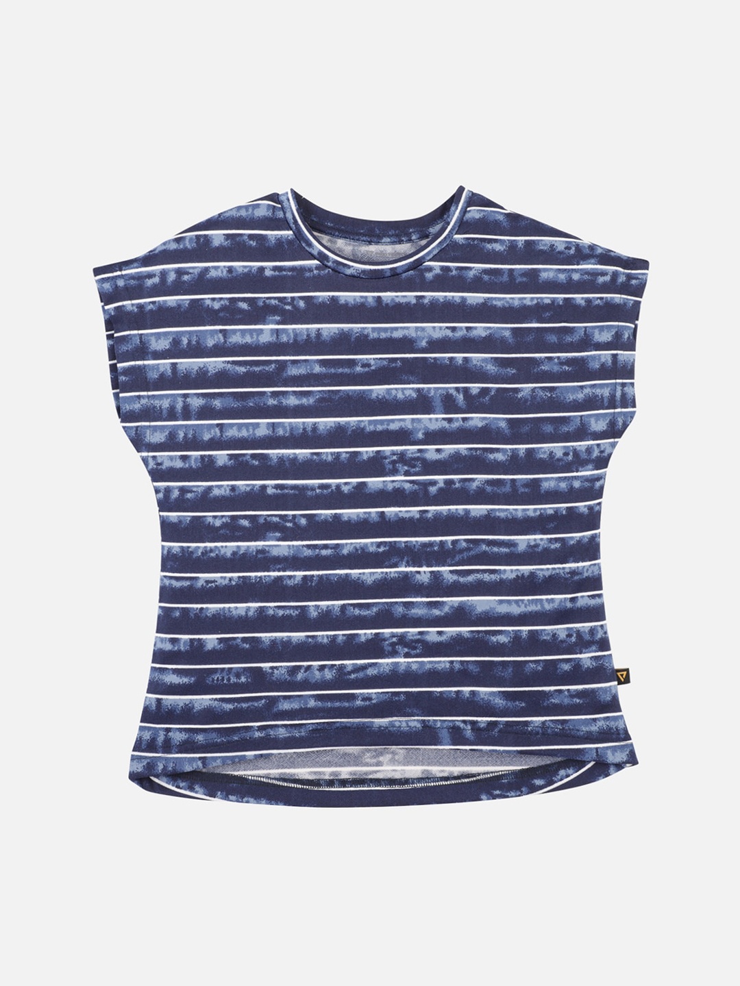 

PROTEENS Girls Blue Striped Round Neck T-shirt