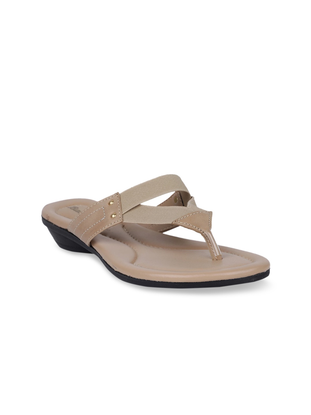 

Bata Women Beige Solid PU Open Toe Flats