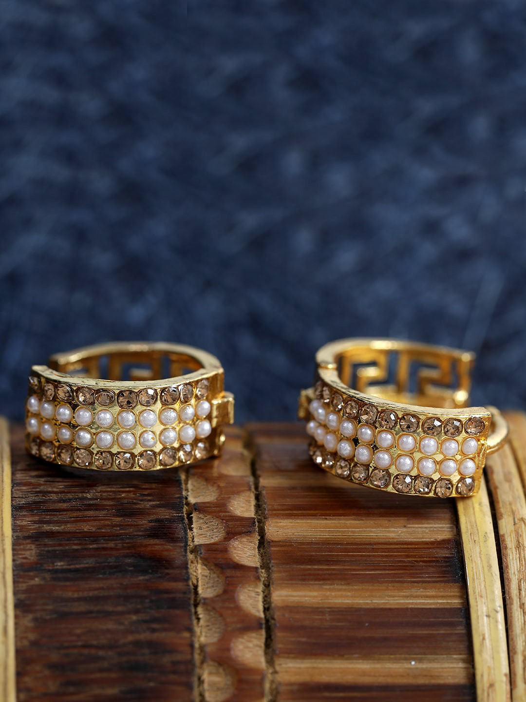 

ANIKAS CREATION Gold-Toned Circular Studs