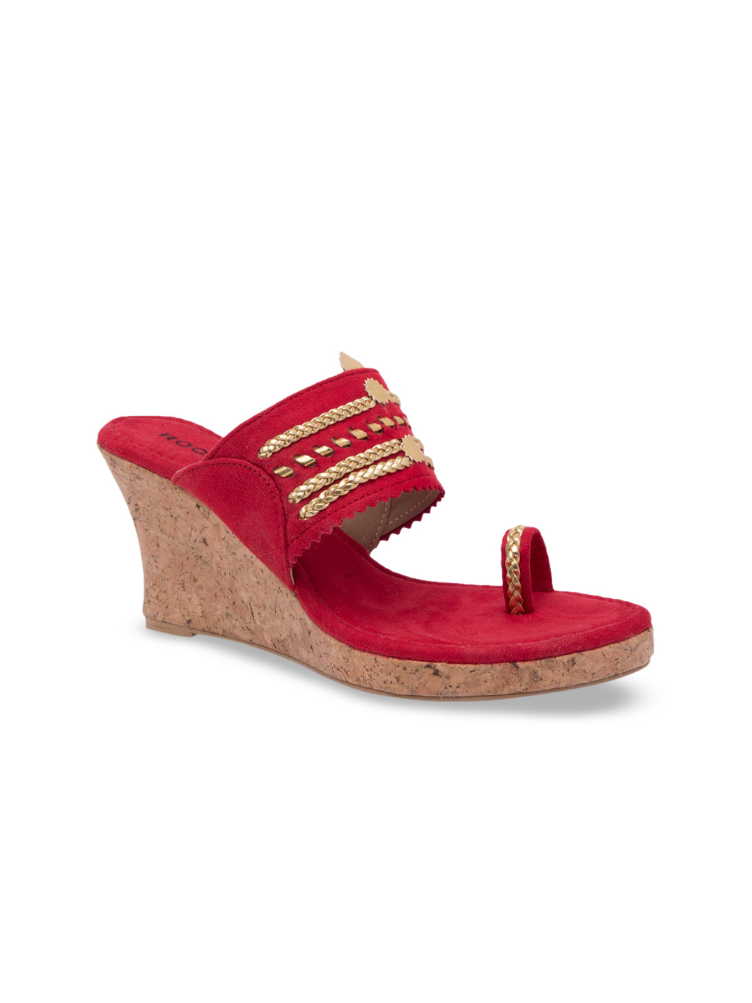 

Rocia Women Red & Gold-Toned Embellished Heels