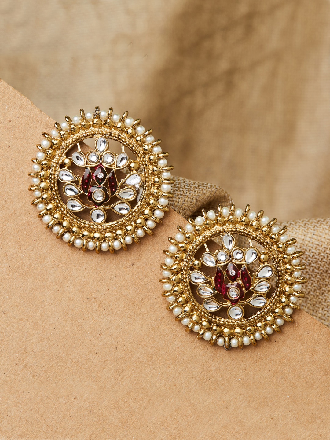 

Fida Gold-Plated & Fuchsia Circular Studs
