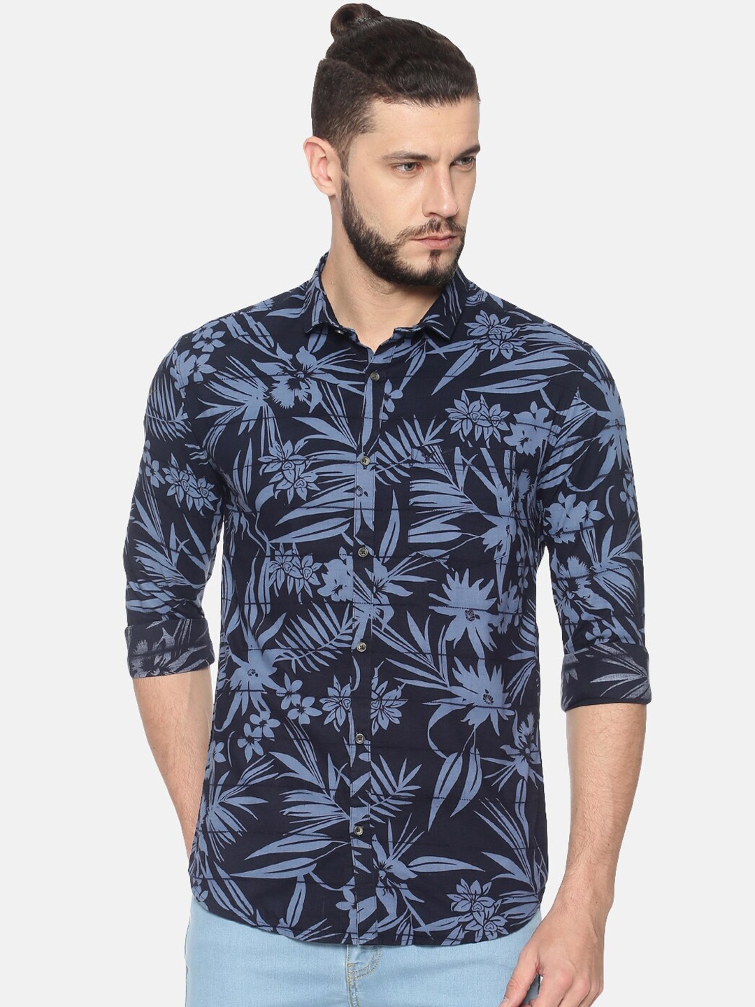 

SHOWOFF Men Blue Slim Fit Printed Casual Shirt