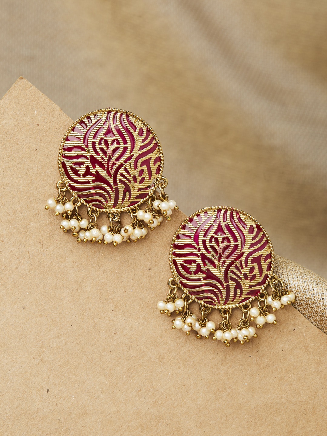 

Fida Gold & Fuchsia Circular Studs