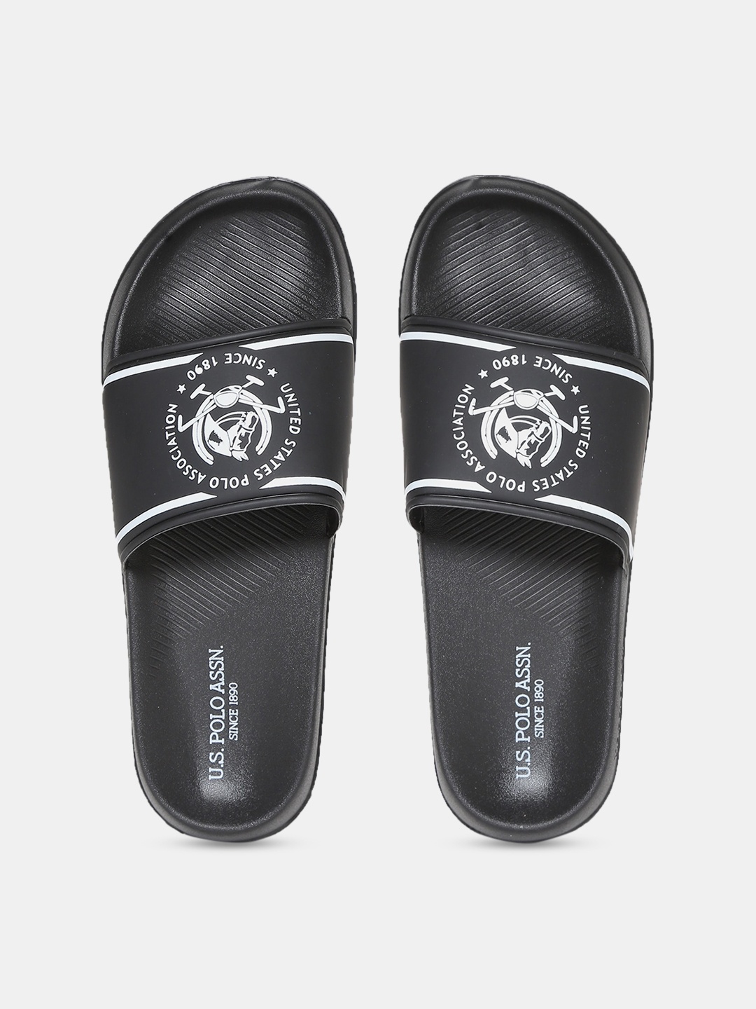 

U.S. Polo Assn. Men Black & White Printed Sliders
