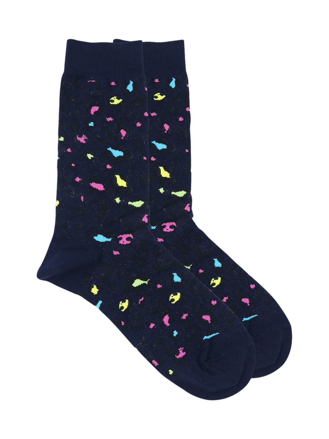 

Balenzia x Tokidoki Men Navy Blue & Pink Patterned Calf-Length Socks
