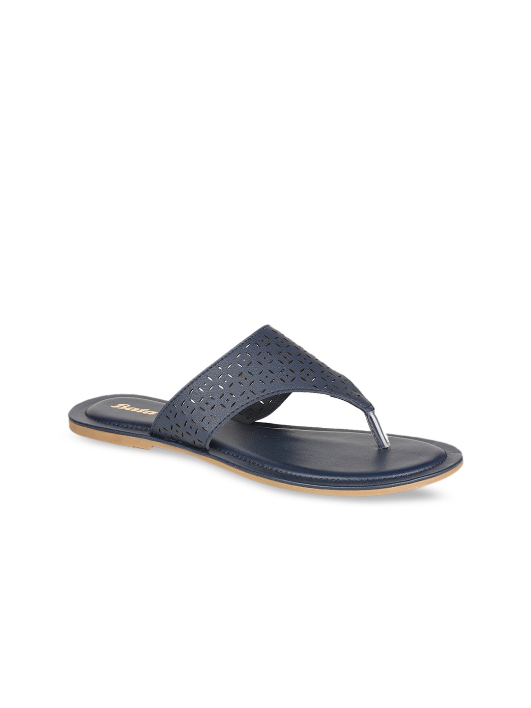 

Bata Women Navy Blue Textured T-Strap Flats