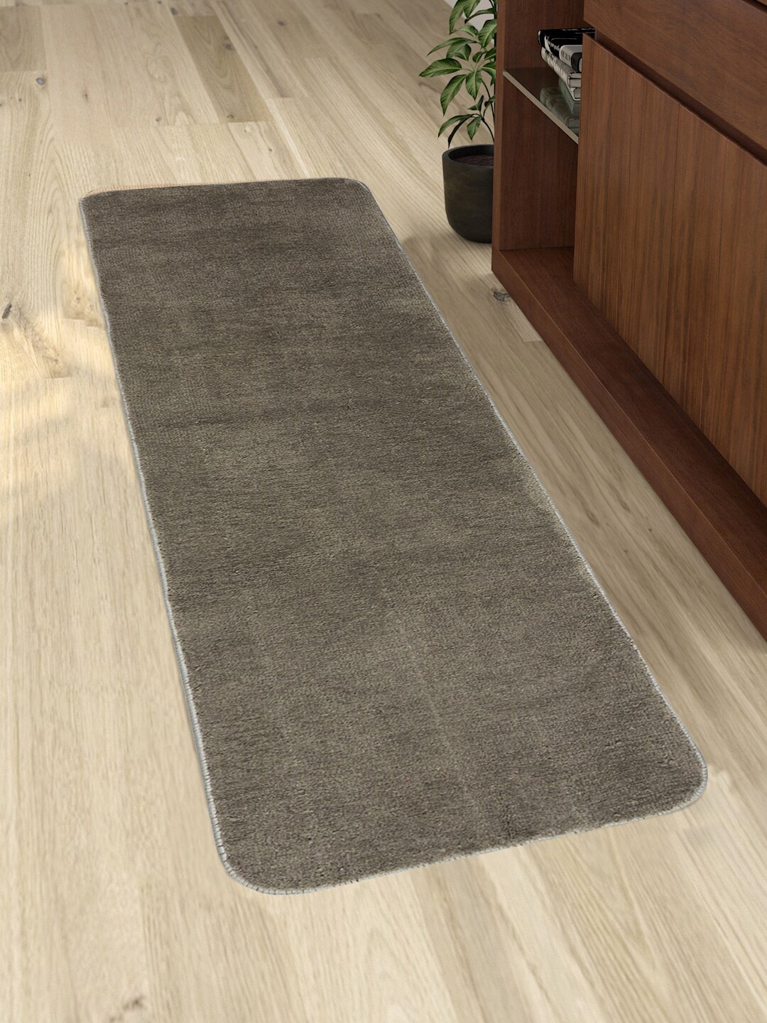 Saral Home Grey Solid Anti-Skid Floor Runner