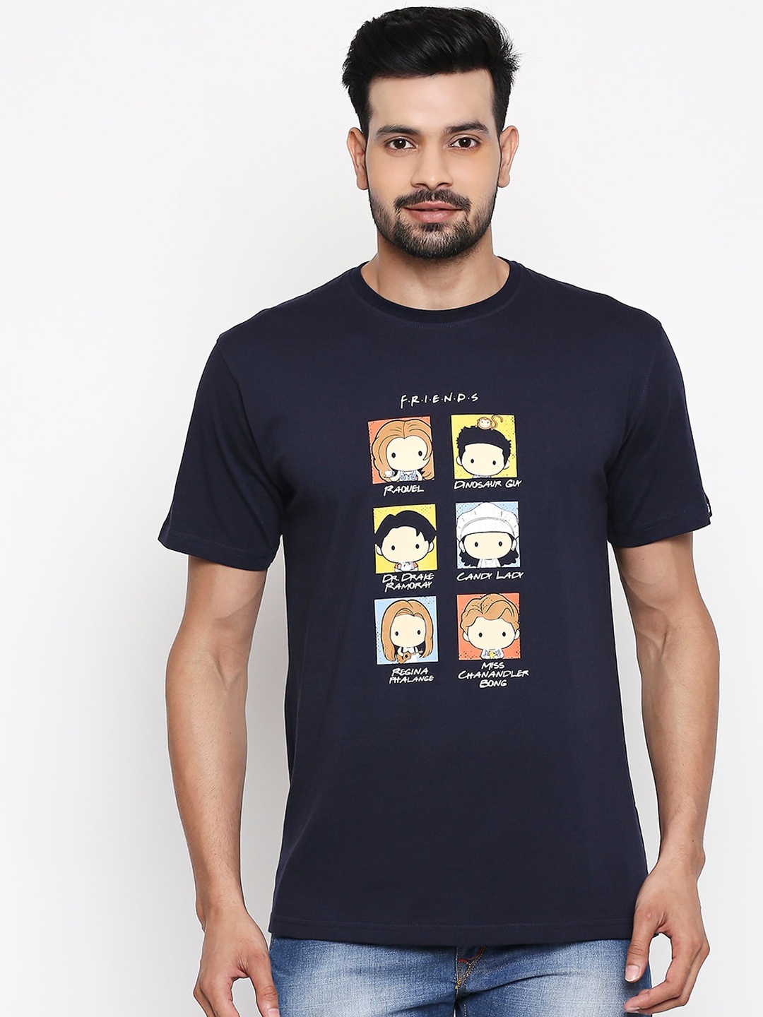

The Souled Store Unisex Navy Blue F.R.I.E.N.D.S: The Six Friends Print T-shirt