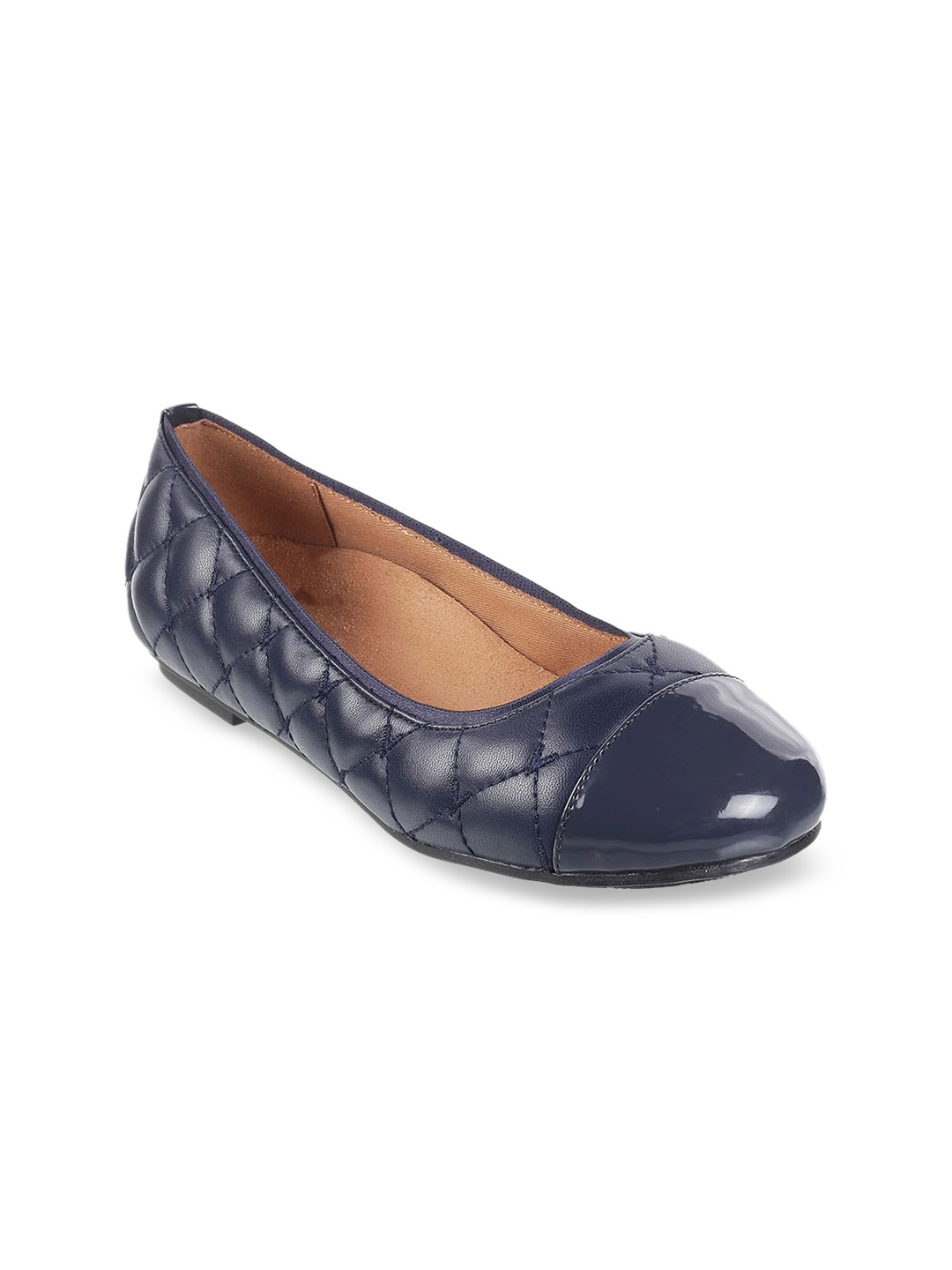 

VIONIC Women Navy Blue Solid Leather Ballerinas