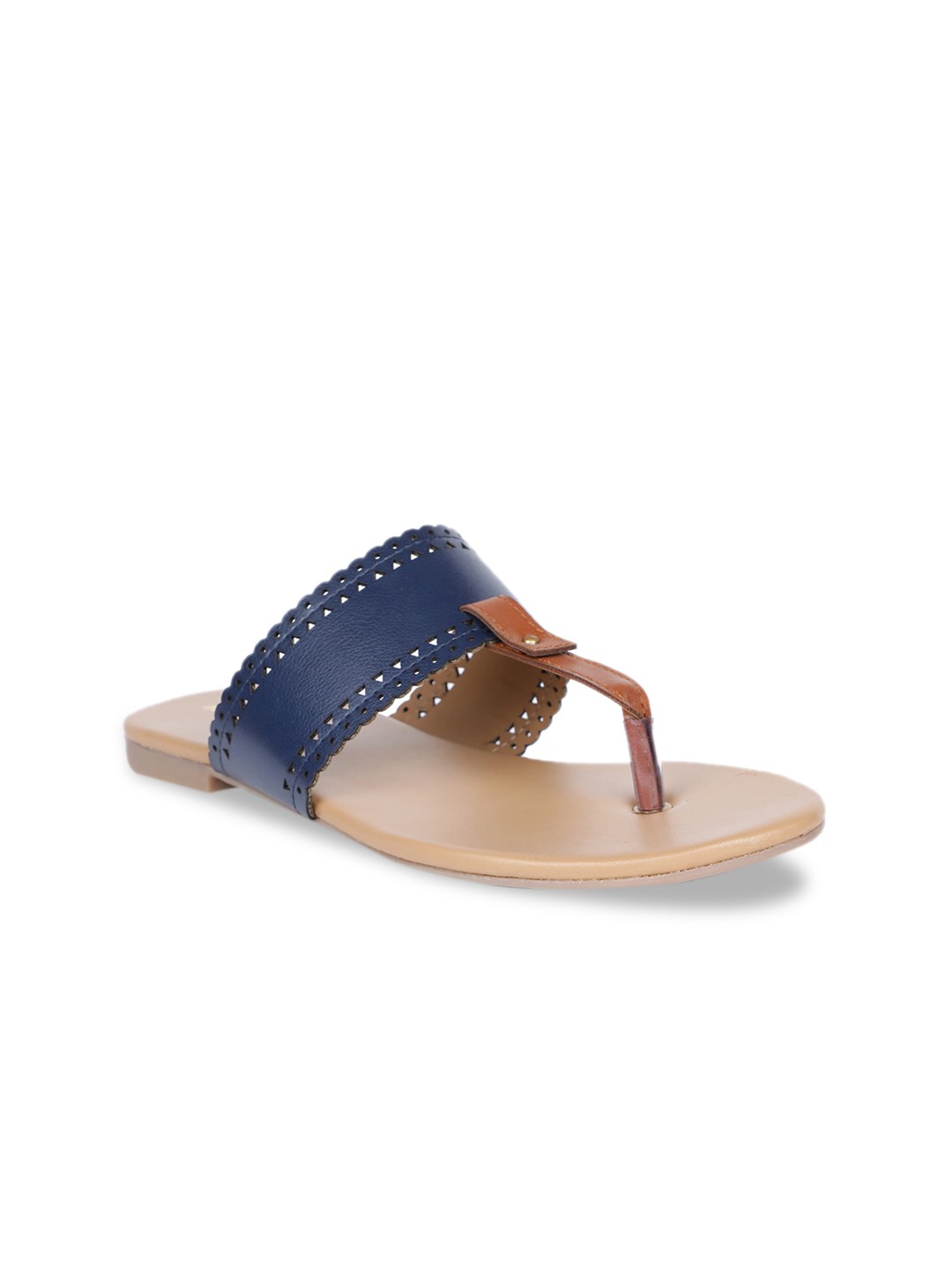 

Bata Women Navy Blue Solid T-Strap Flats