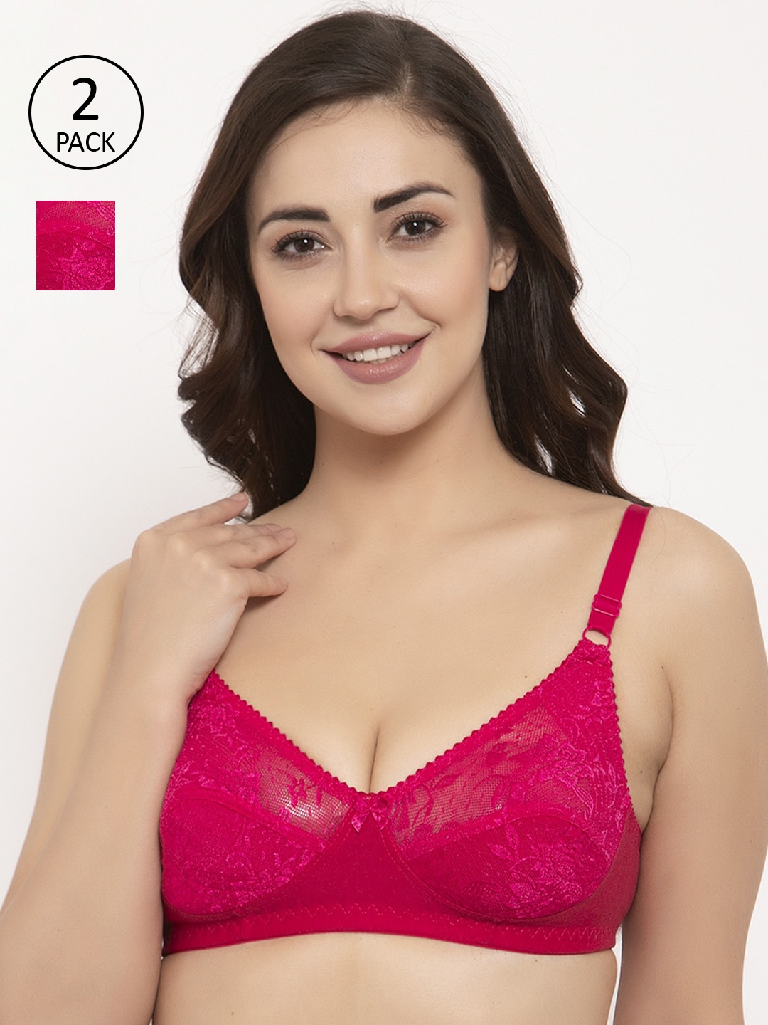 

GRACIT Pack Of 2 Pink Solid Non-Wired Non Padded Everyday Bras PW3-07-07-28B