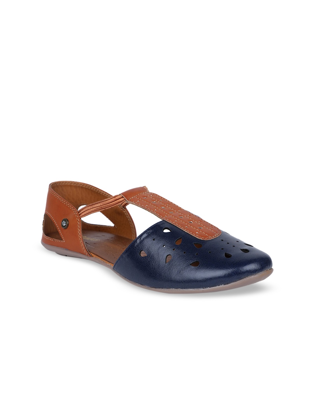 Bata Women Blue & Brown Colourblocked PU Ballerinas