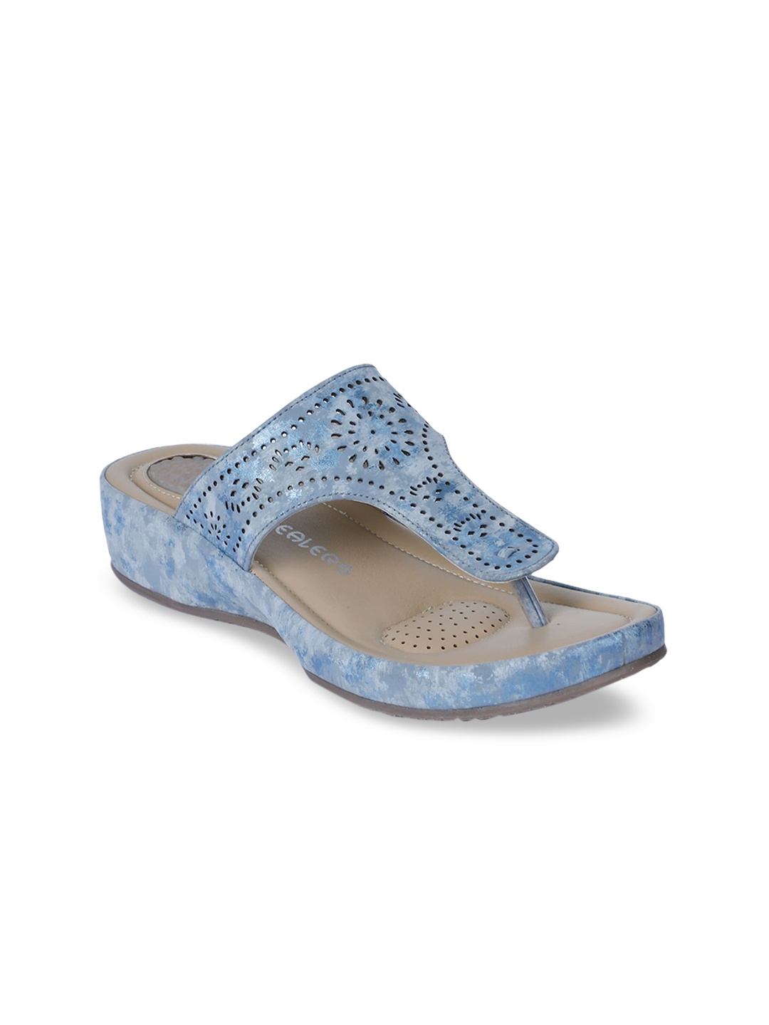 

Liberty Textured Wedge Heels with Laser Cuts, Blue