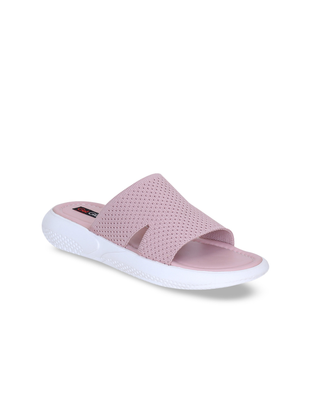 

Get Glamr Women Pink Solid Mesh Open Toe Flats