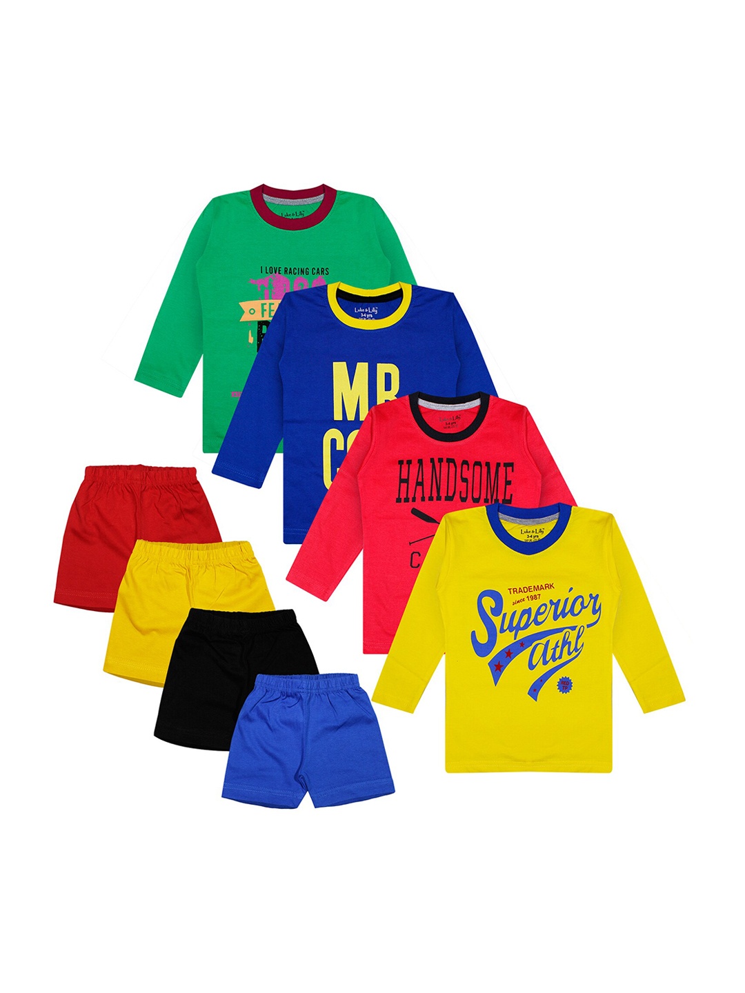 Luke & Lilly Boys Pack Of 4 Printed T-shirt with Shorts, Navy blue