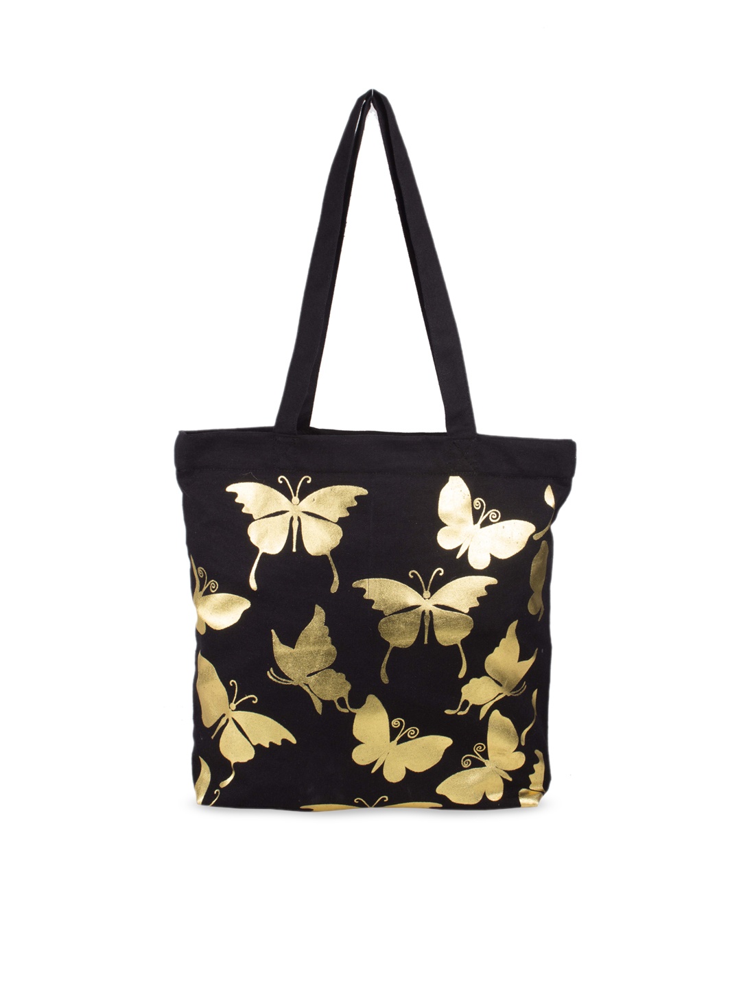 

Vivinkaa Black & Gold-Toned Printed Tote Bag