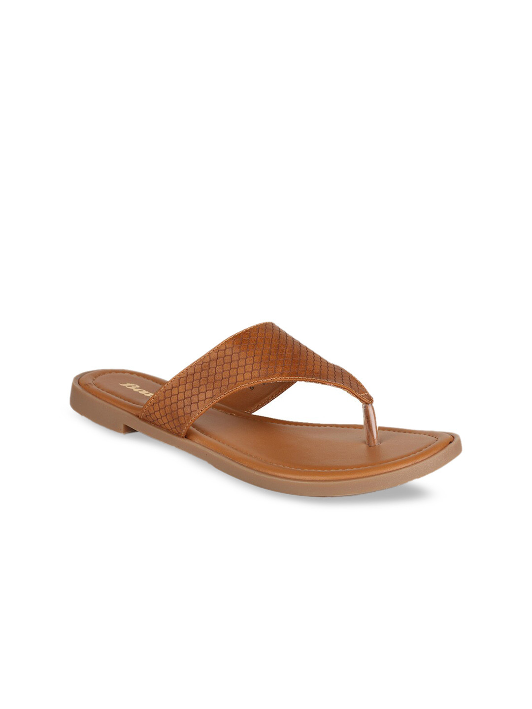 

Bata Women Tan Brown Textured Open Toe Flats