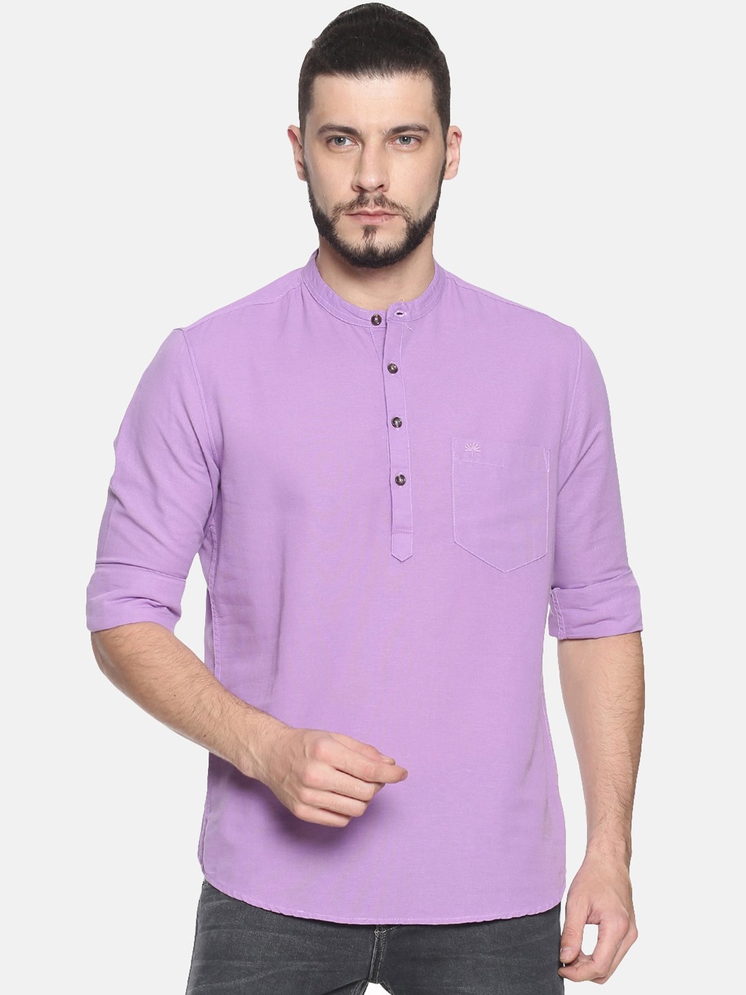 

Chennis Men Violet Solid Straight Kurta