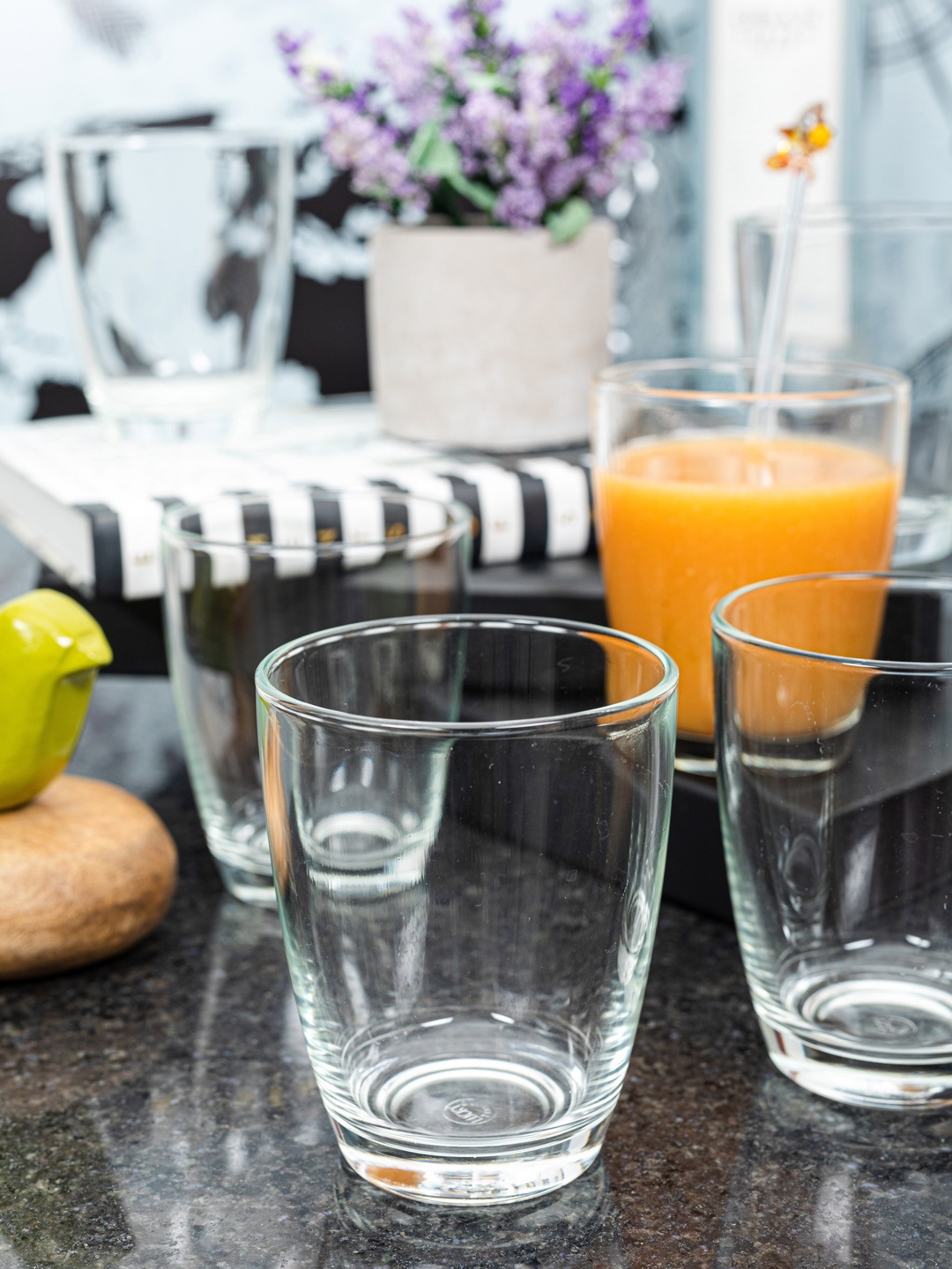

GOODHOMES Set of 6 Transparent Solid Lucky Glass Tumblers
