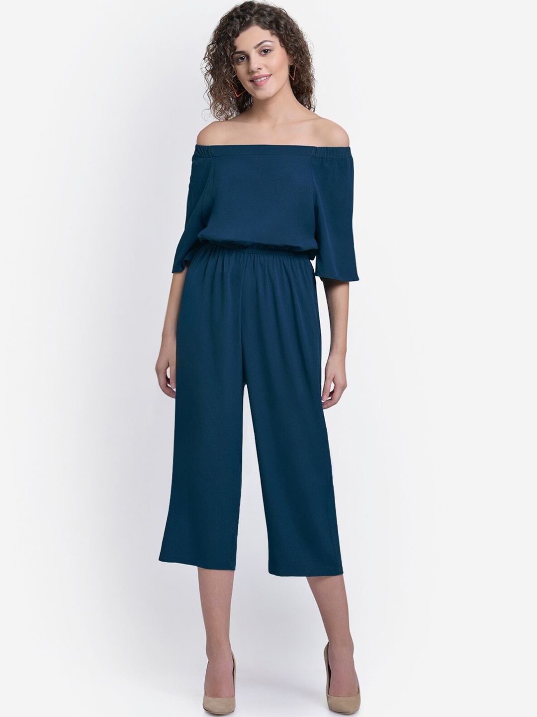 

Martini Women Teal Blue Solid Culotte Jumpsuit