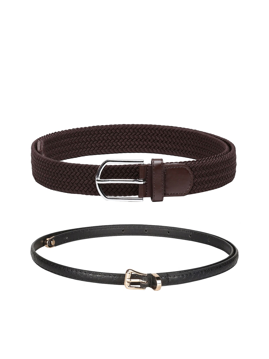 

CRUSSET Women Multicoloured Set of 2 Solid Belts, Brown