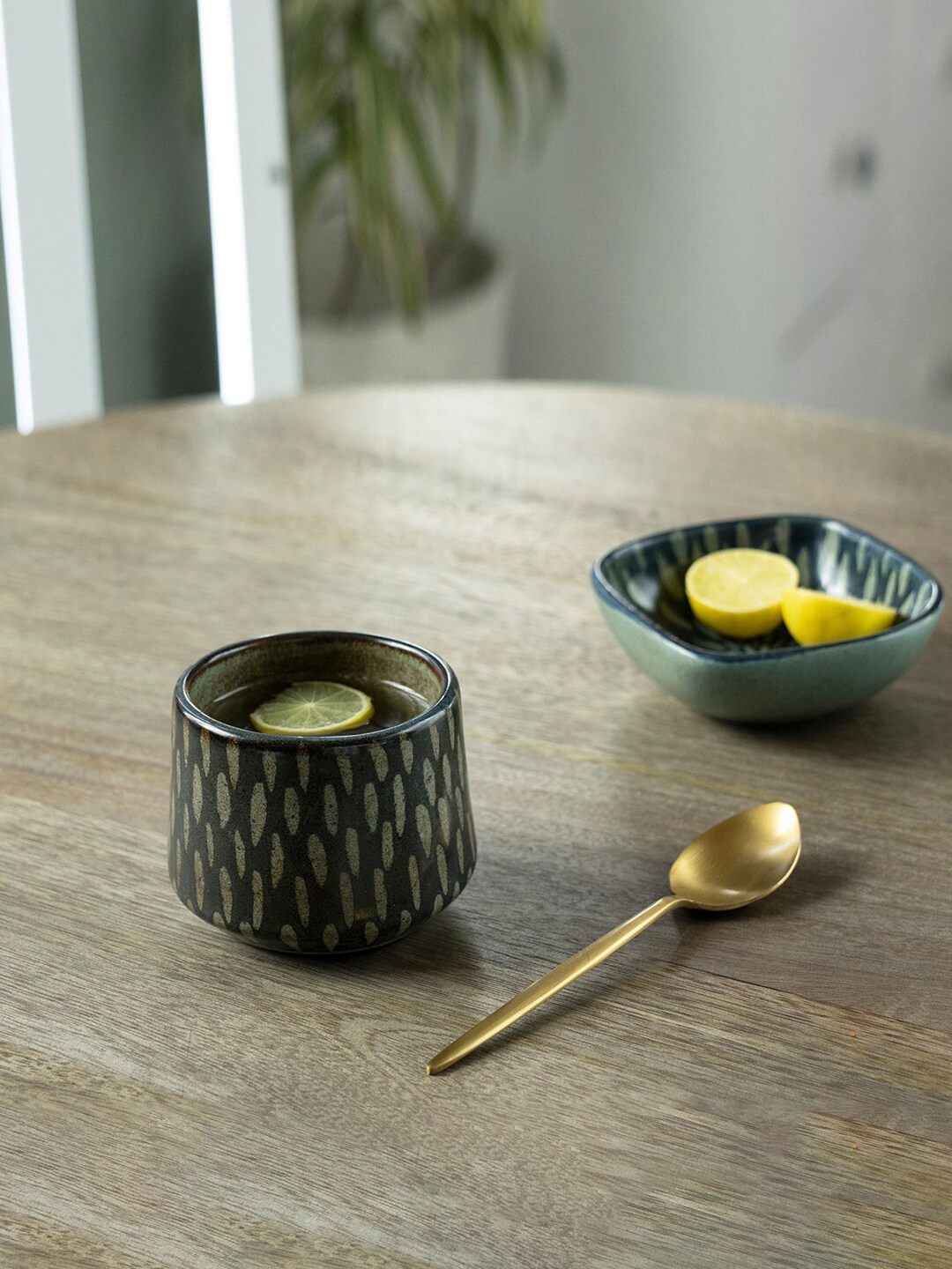 

ellementry Blue & Brown Printed Ceramic Cup