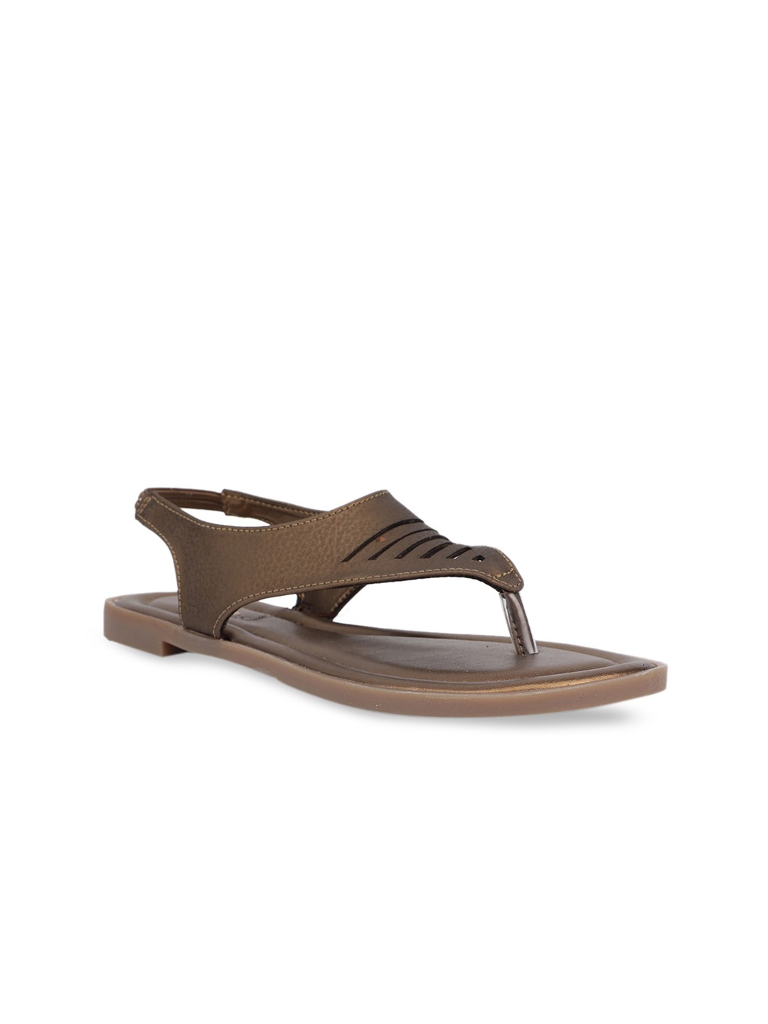 

Bata Women Brown Solid PU Open Toe Flats