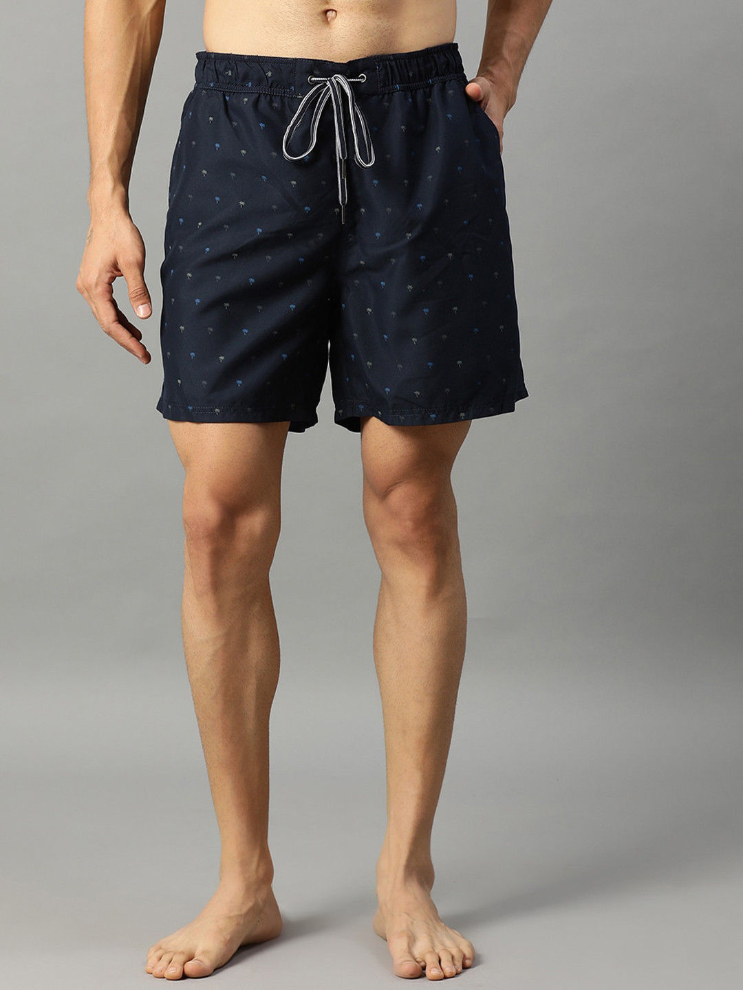 

Matinique Men Navy Blue Printed Lounge Shorts