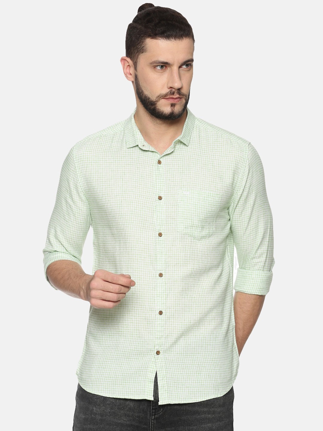 

SHOWOFF Men Green Slim Fit Checked Casual Shirt