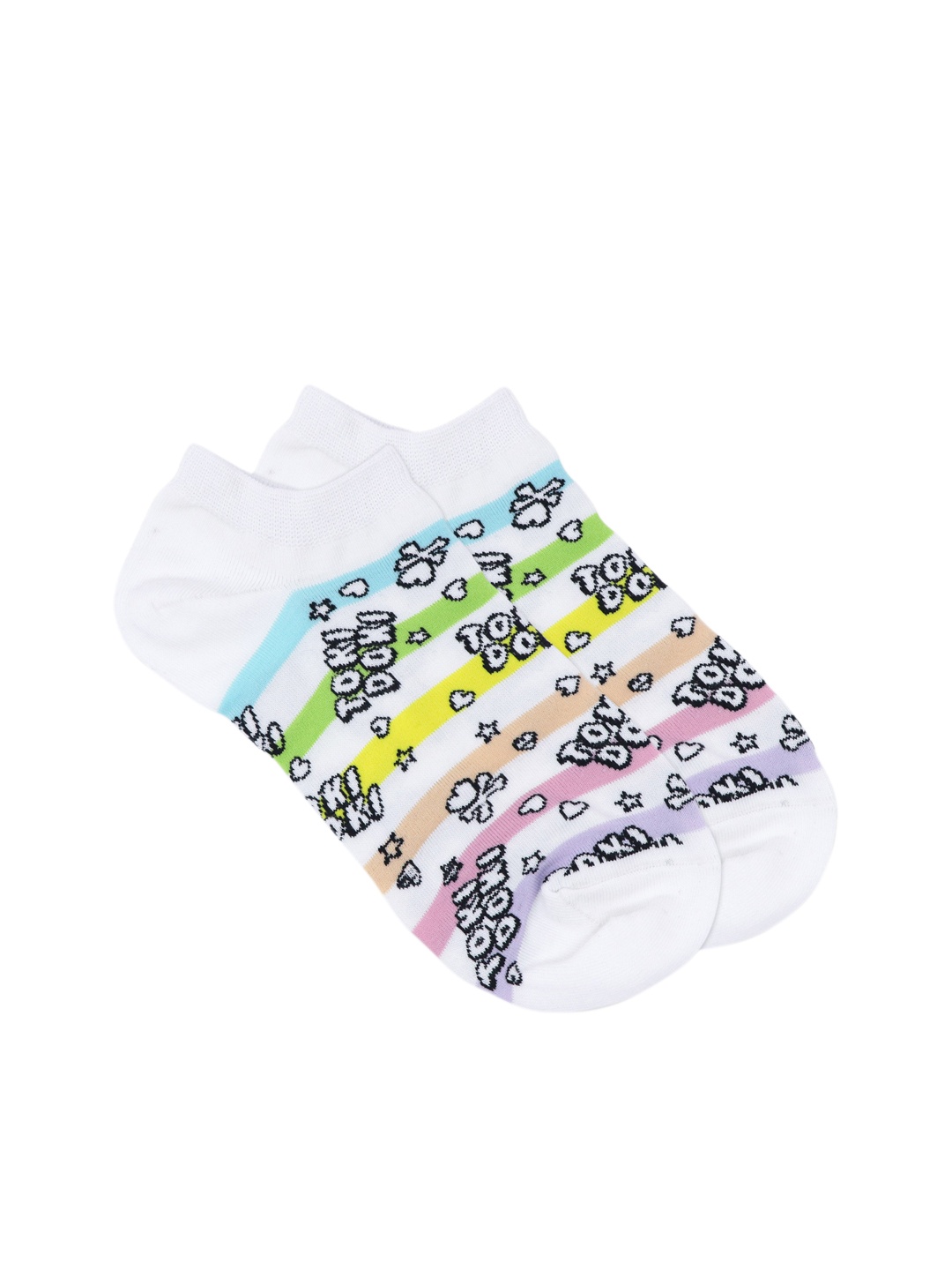 

Balenzia Women White & Black Tokidoki Patterened Ankle-Length Socks
