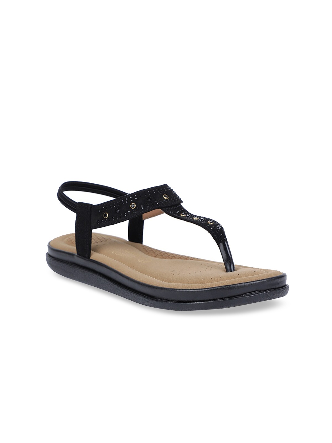 

Bata comfit Women Black Embellished T-Strap Flats