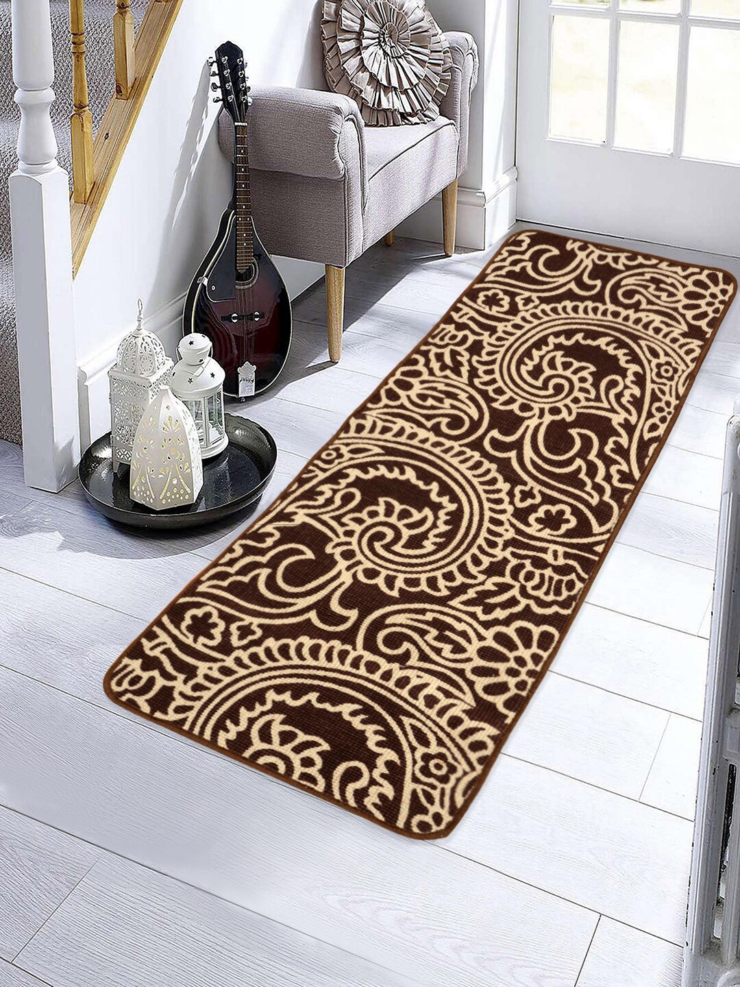 

Saral Home Brown & Beige Floral Anti-Skid Floor Runner