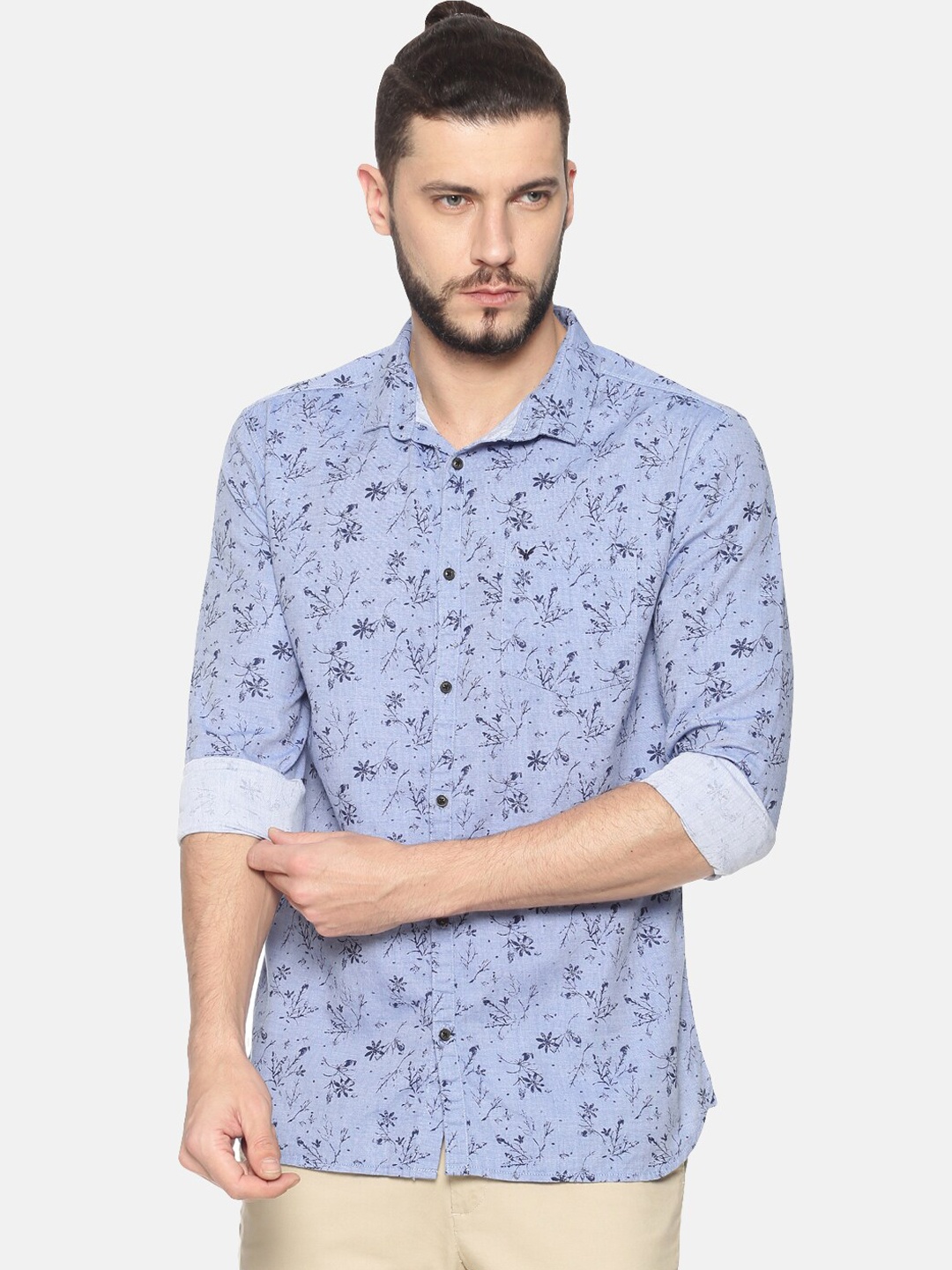 

SHOWOFF Men Blue Slim Fit Printed Casual Shirt