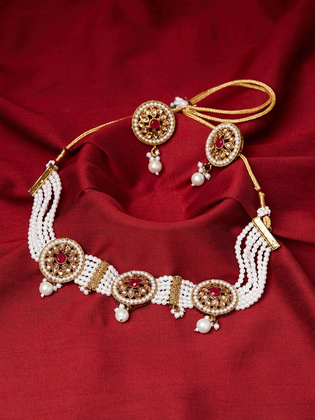 Fida Gold-toned & White Jewellery Set