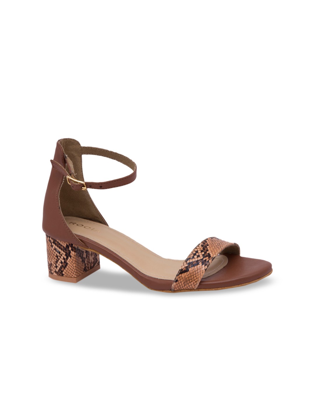 

Rocia Women Tan Brown Snakeskin Printed Heels