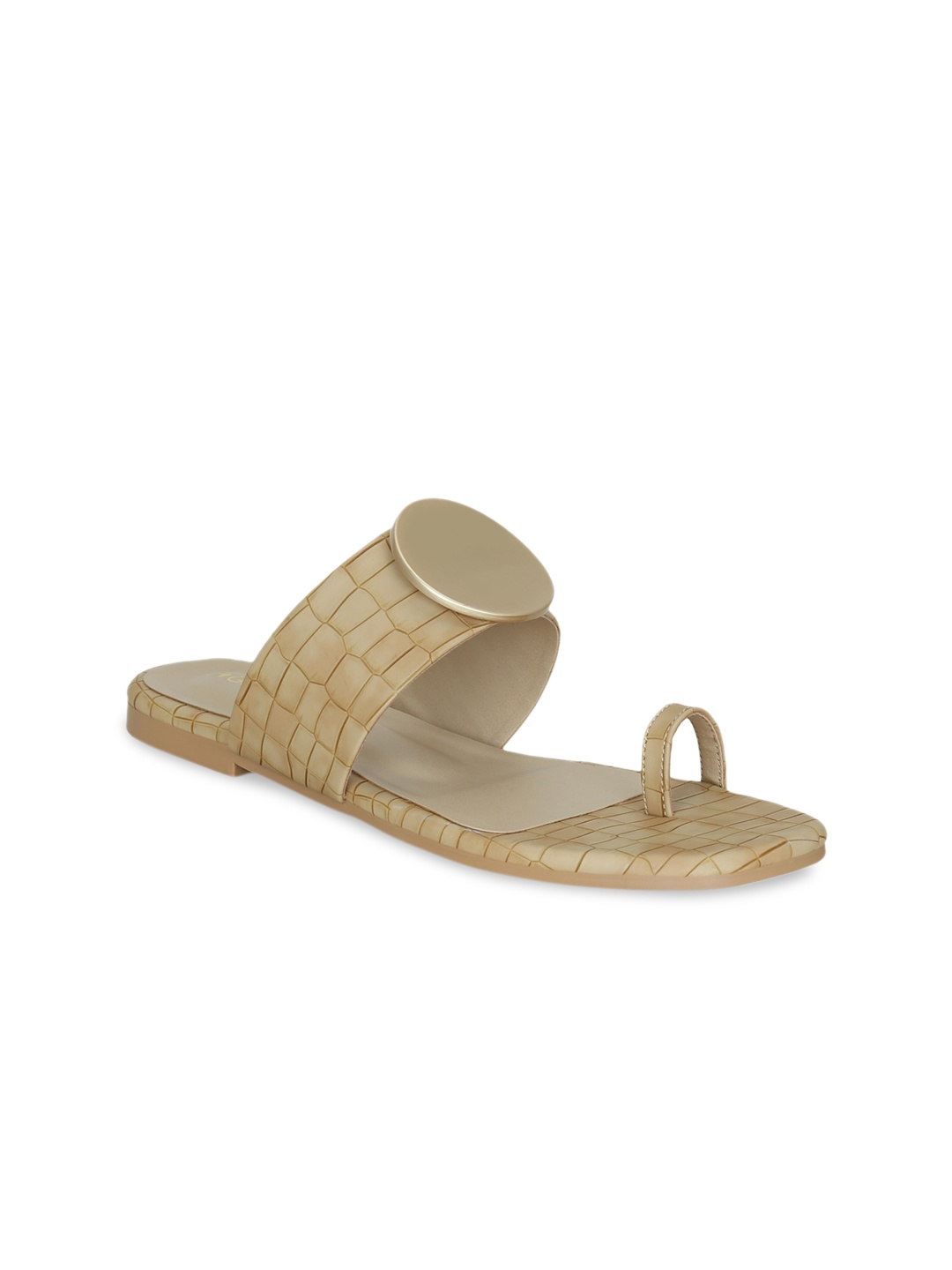 

Get Glamr Women Beige Textured One Toe Flats
