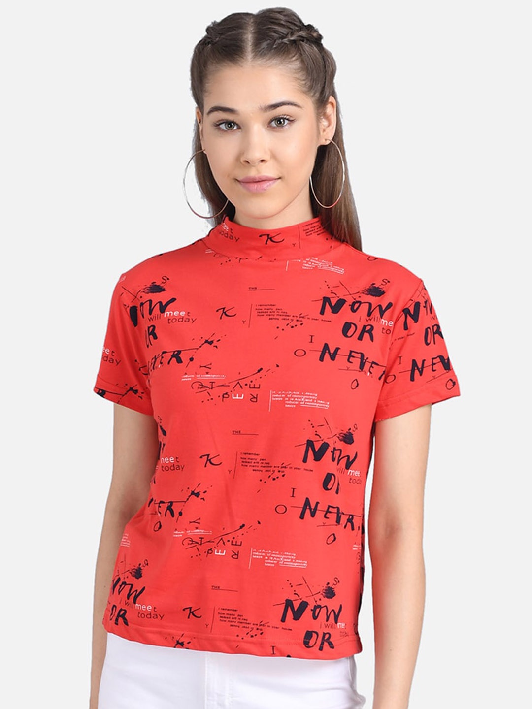 

Kotty Women Red Printed Pure Cotton Top