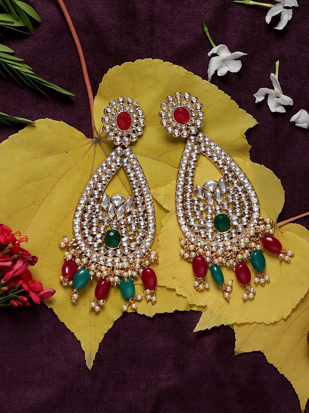 

Mali Fionna Multicoloured Teardrop Shaped Drop Earrings, Multi