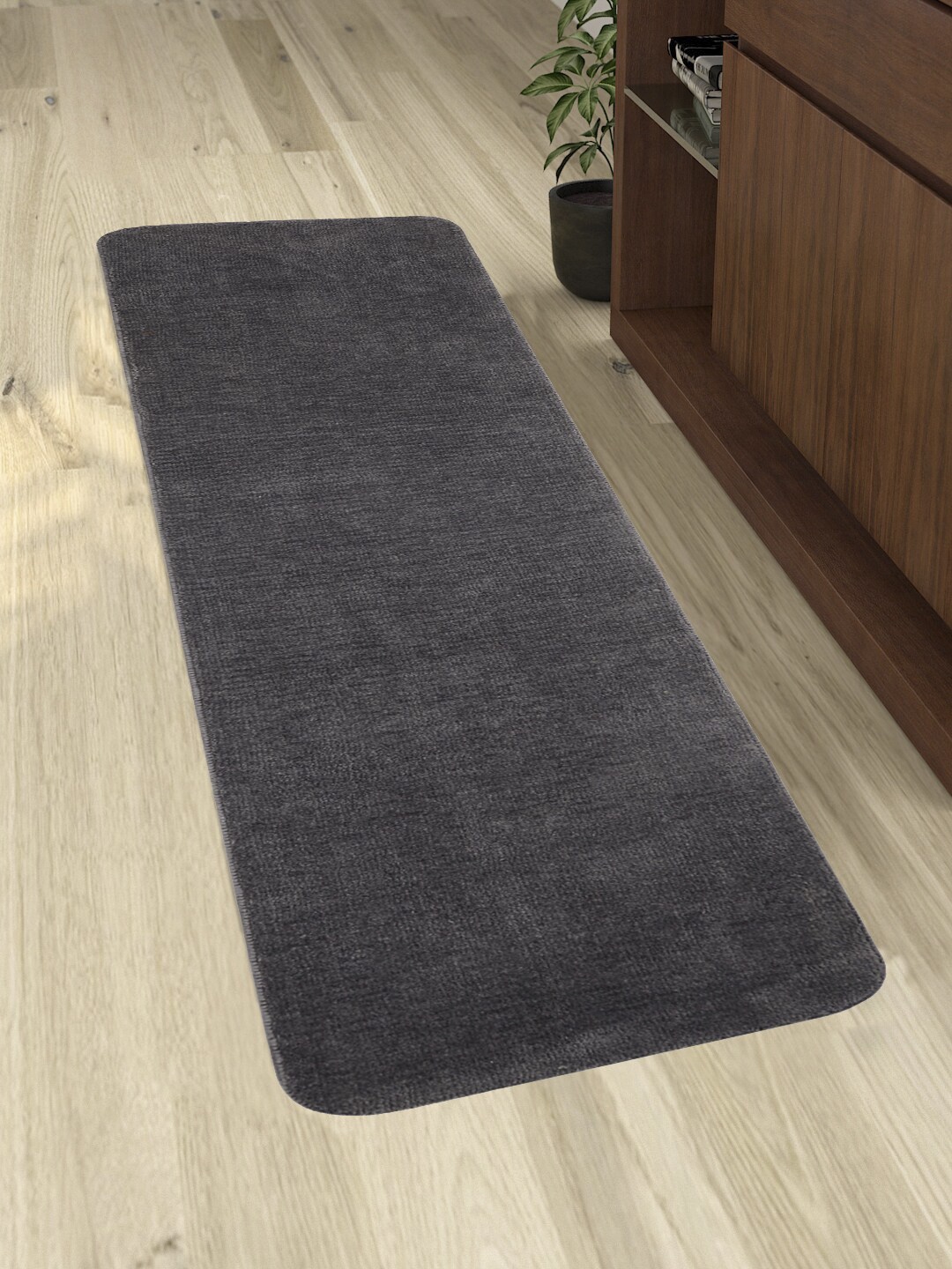 Saral Home Grey Solid Anti-Skid Floor Runner