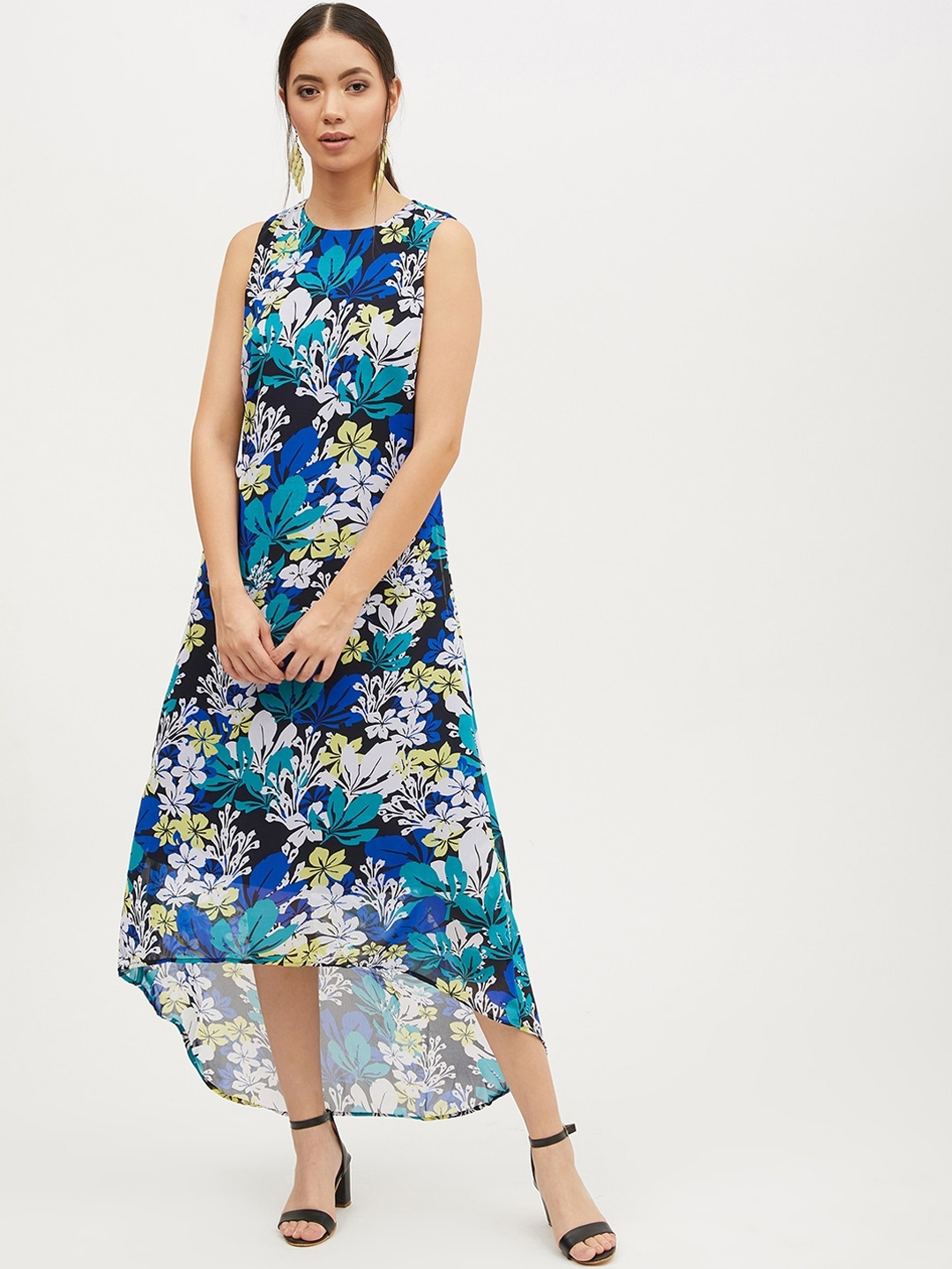 Harpa Women Black Printed A-Line Dress