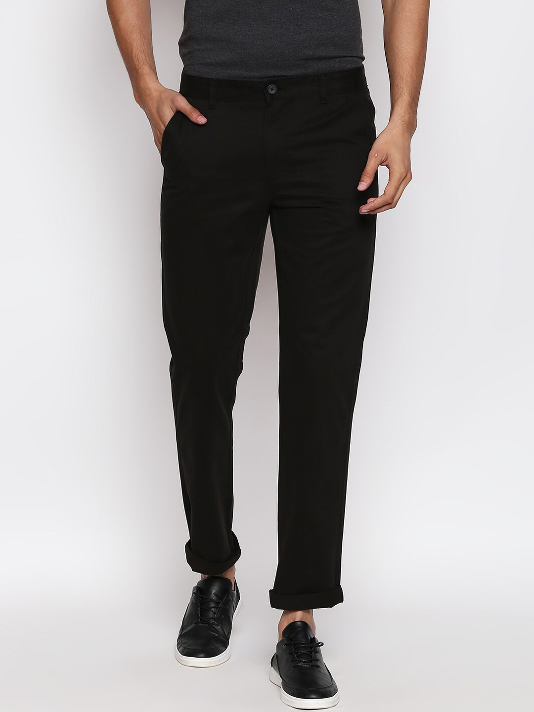 

BYFORD by Pantaloons Men Black Regular Fit Solid Trousers
