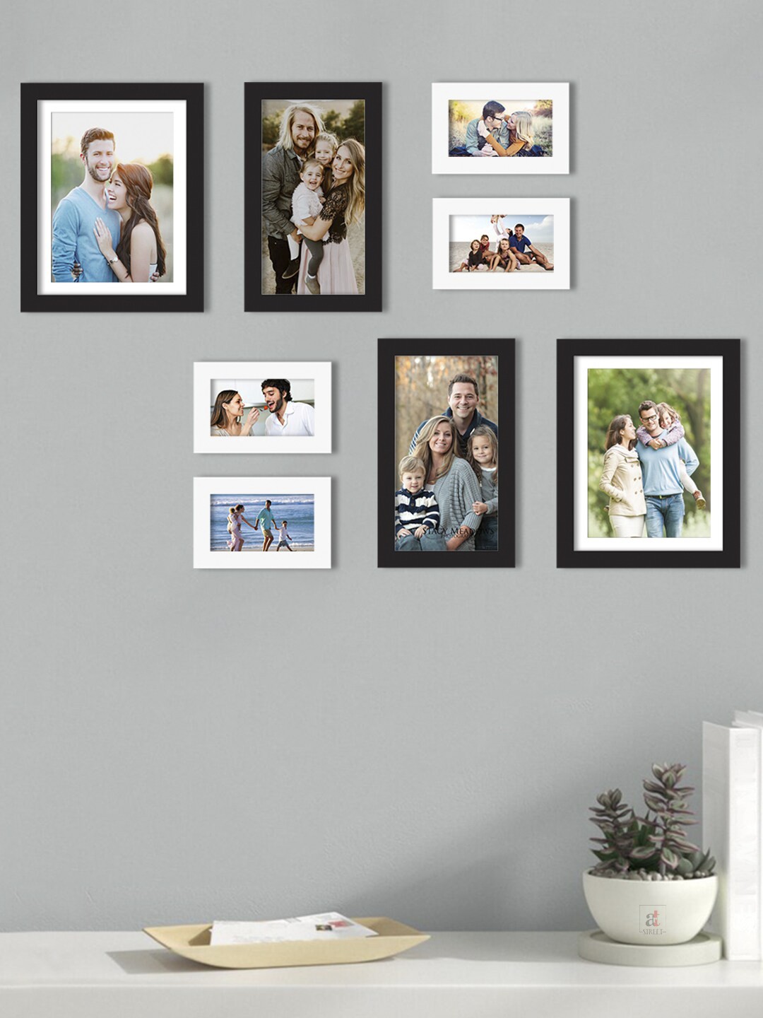 

Art Street Set Of 8 Solid Individual Wall Photo Frames, White