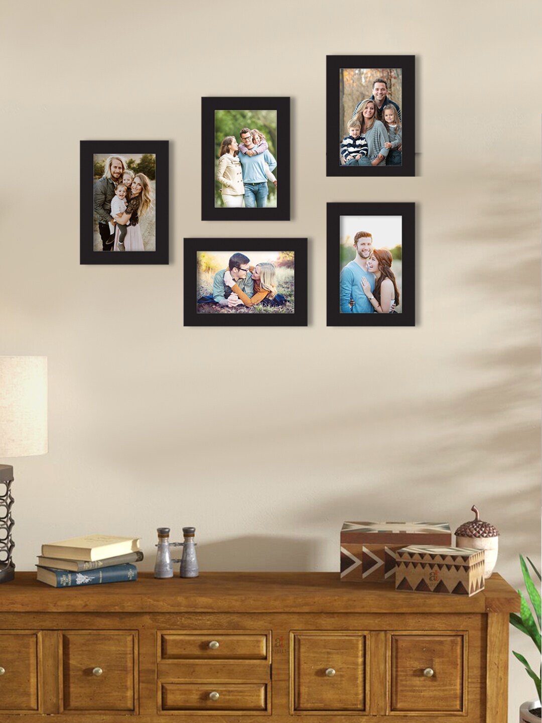 

Art Street Set Of 5 Black Solid Individual Wall Photo Frames