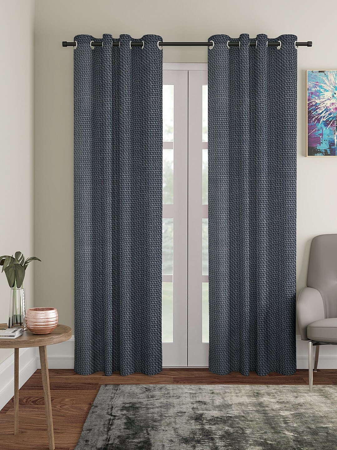 

KLOTTHE Blue Set of 2 Door Curtains